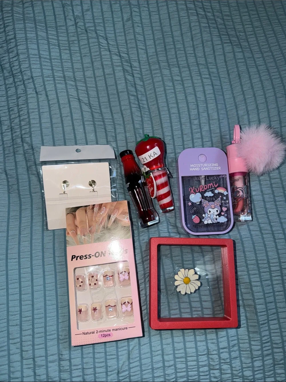 Kids Pink Pom-Pom Hand Sanitizer & Accessories Set